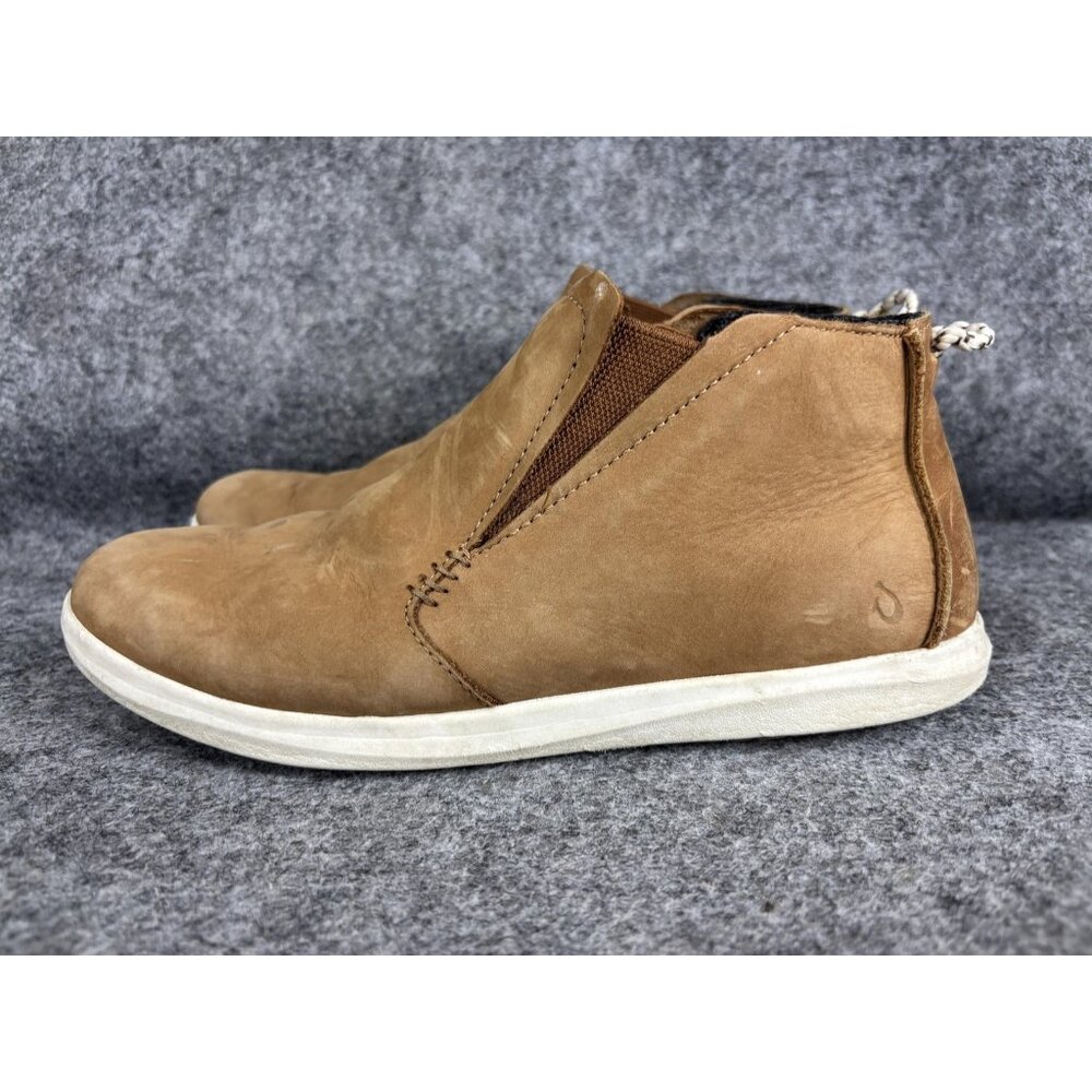 OluKai Hawaiiloa Manu Hope Boots Womens Size 8.5 Brown Leather Ankle Booties